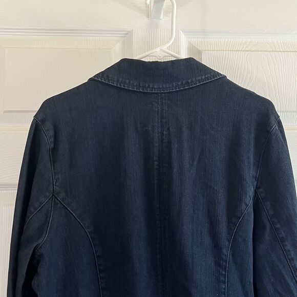 Levi Strauss Signature Denim Jacket Size M Blue Dark Wash Gold Buttons Collared - Picture 11 of 12